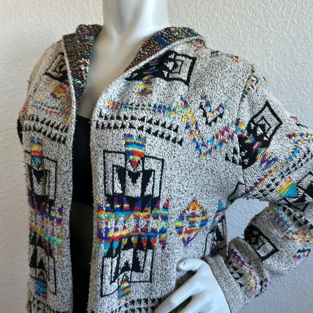 Northern Angel Colorful Aztec Knit Long Line Hood… - image 4